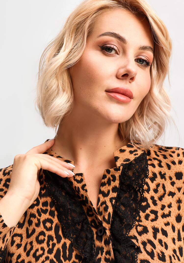 Платье с кружевом и анималистичным принтом шир.  750, рис. 5