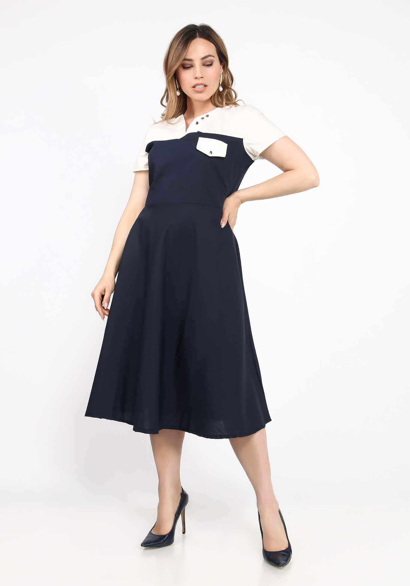 Платье с имитацией кармашка City Code, размер 52, цвет синий - фото 6
