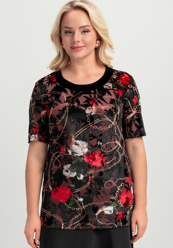 Блуза из бархата с цветочным рисунком шир.  580, рис. 12