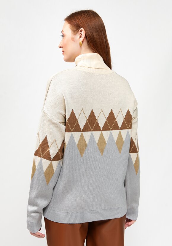 Джемпер с принтом ромб и высоким горлом шир.  580, рис. 3