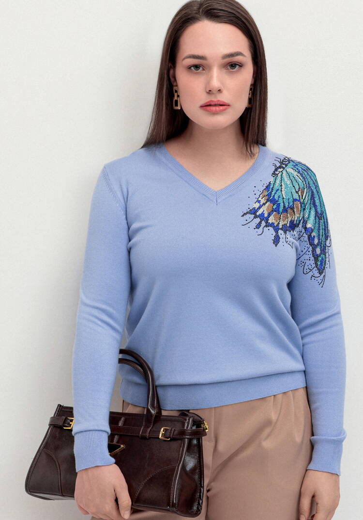 Джемпер с V-образным вырезом и рисунком шир.  750, рис. 6