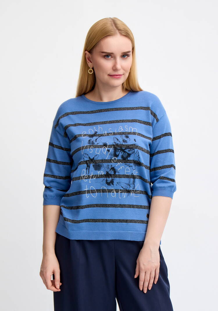 Блуза в полоску с принтом шир.  750, рис. 25