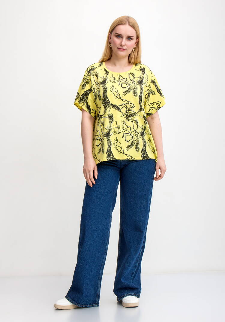 Блуза с оригинальным принтом и стразами шир.  750, рис. 30