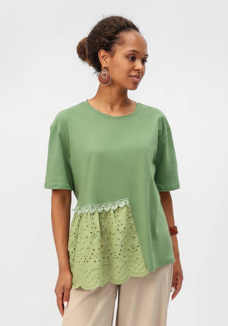 Блуза свободного кроя с вставкой из шитья шир.  750, рис. 9