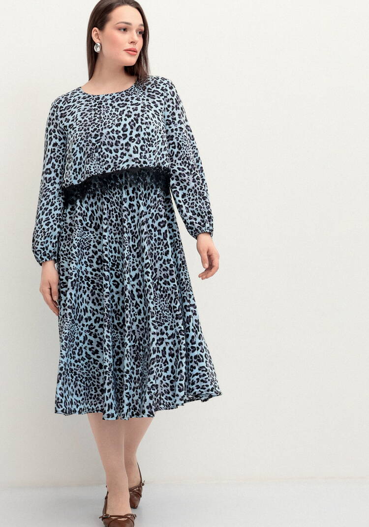 Платье из струящейся ткани с принтом леопард шир.  750, рис. 4