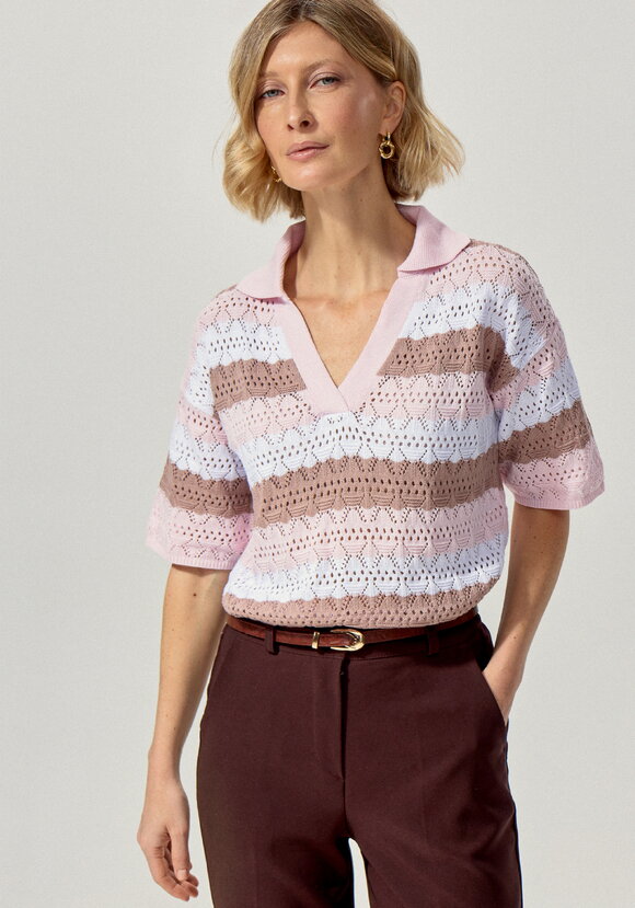 Джемпер-поло ажурный в полоску шир.  580, рис. 8