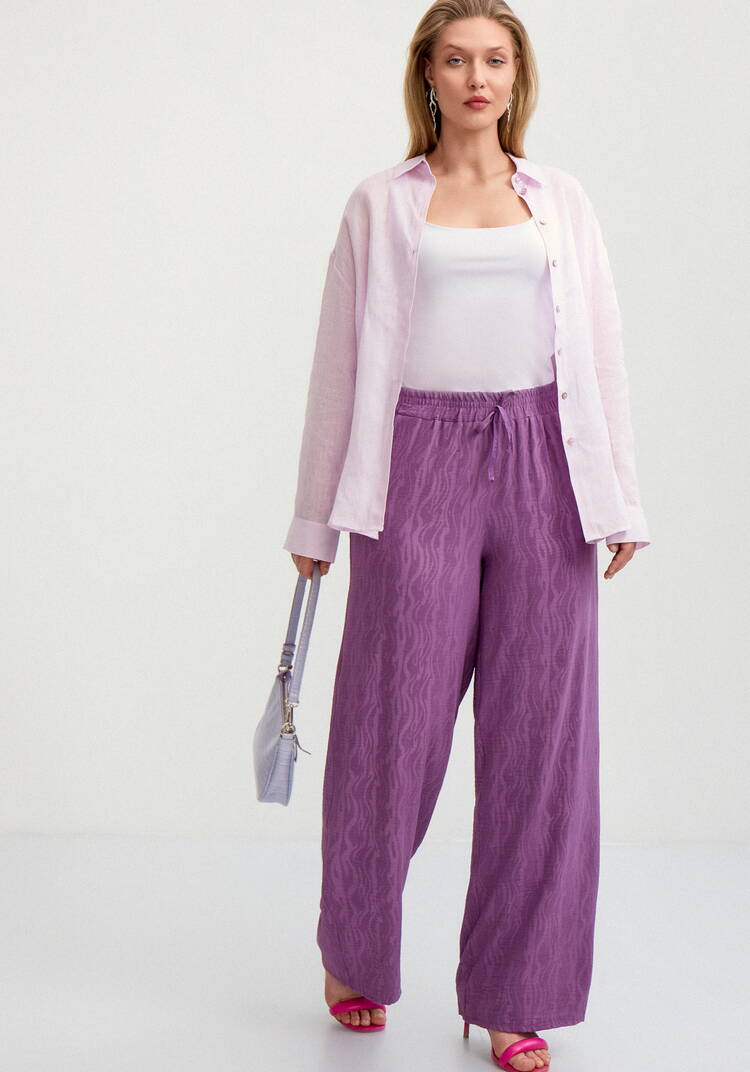 Брюки широкие с оригинальным принтом на ткани шир.  750, рис. 15