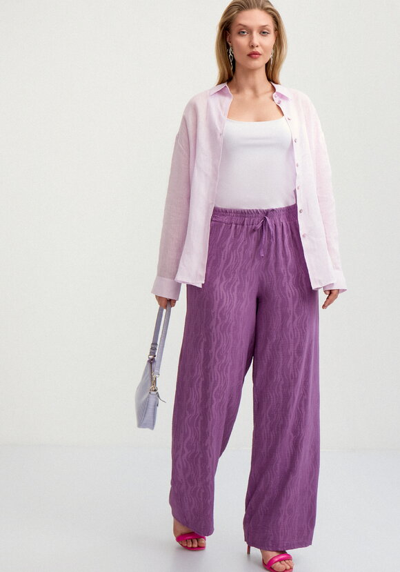 Брюки широкие с оригинальным принтом на ткани шир.  580, рис. 15