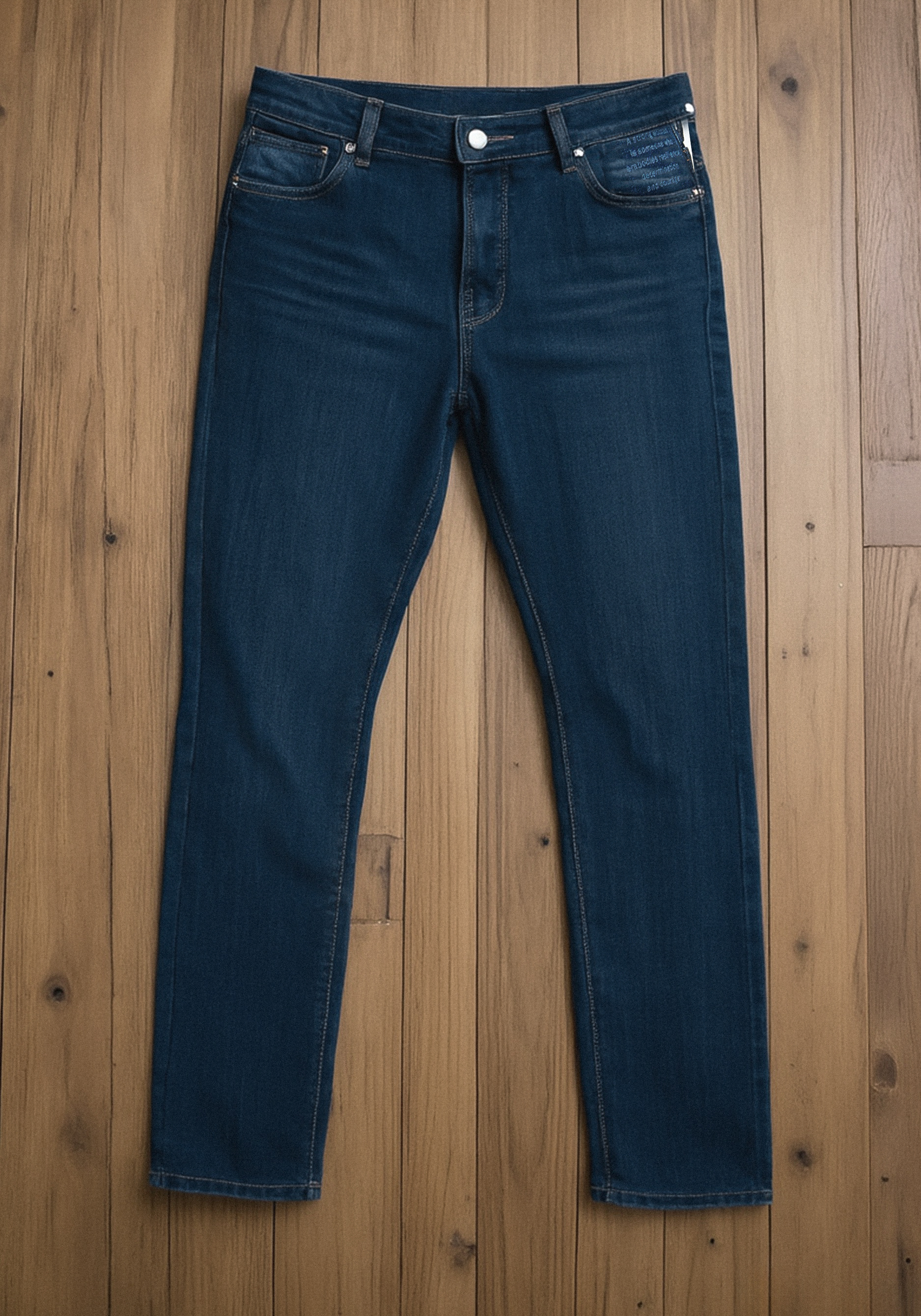 

Джинсы прямые с принтом на кармане Resale, Синий