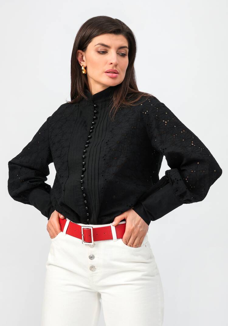 Блуза из шитья с жемчужными пуговицами шир.  750, рис. 2