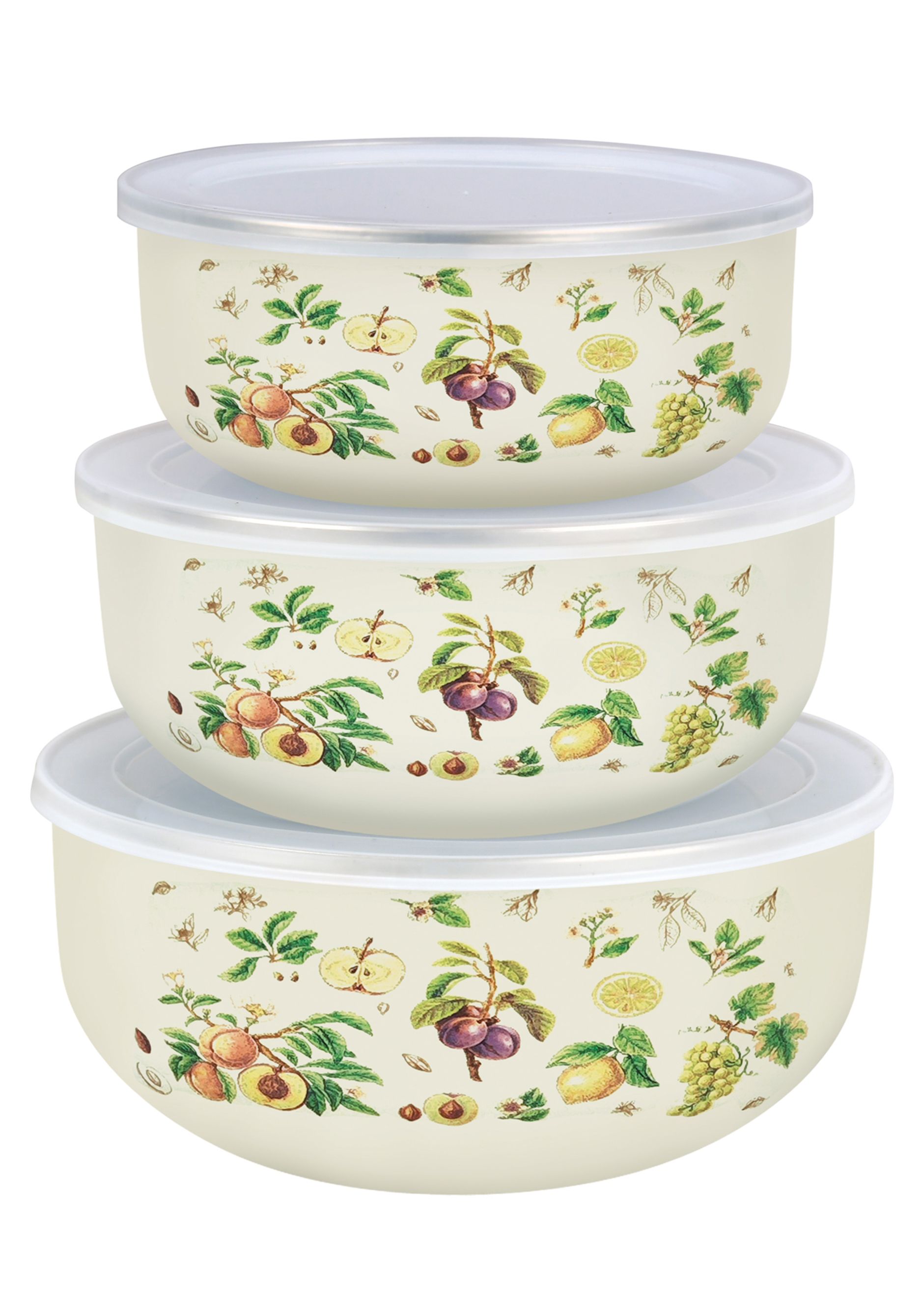 Набор эмалированных мисок с крышками 3 шт 1299₽