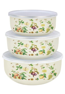 Набор эмалированных мисок с крышками, 3 шт.