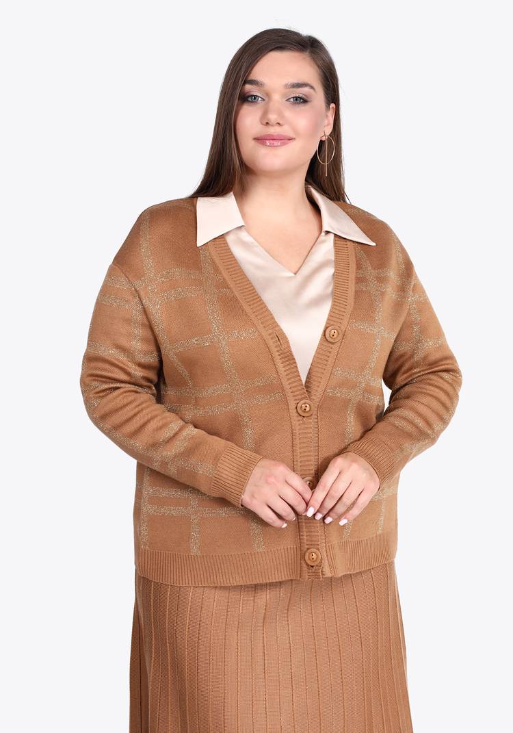 Кардиган в клетку с метанитью шир.  750, рис. 5