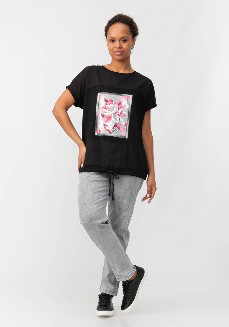 Блуза с принтом и ажурными вставками шир.  750, рис. 22