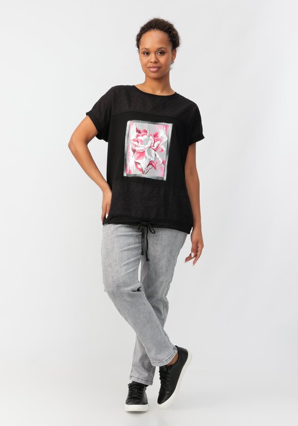 Блуза с принтом и ажурными вставками шир.  580, рис. 22