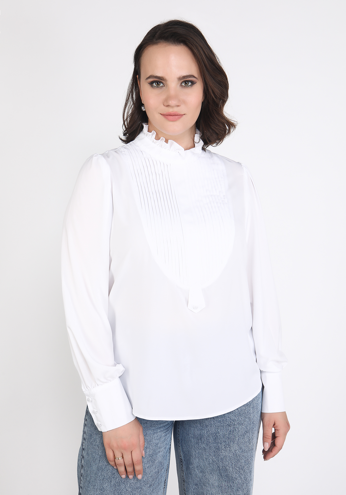 Блуза со складками на груди Victoria, размер 56, цвет бежевый - фото 6