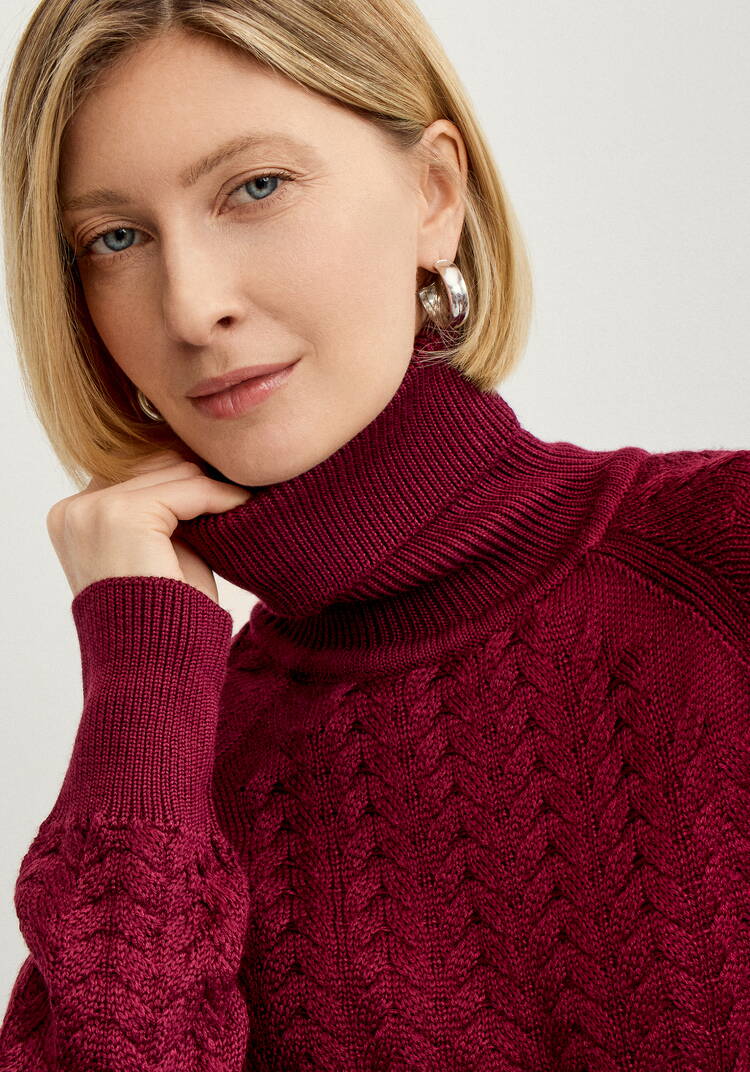 Свитер вязаный с косами и высоким горлом шир.  750, рис. 18