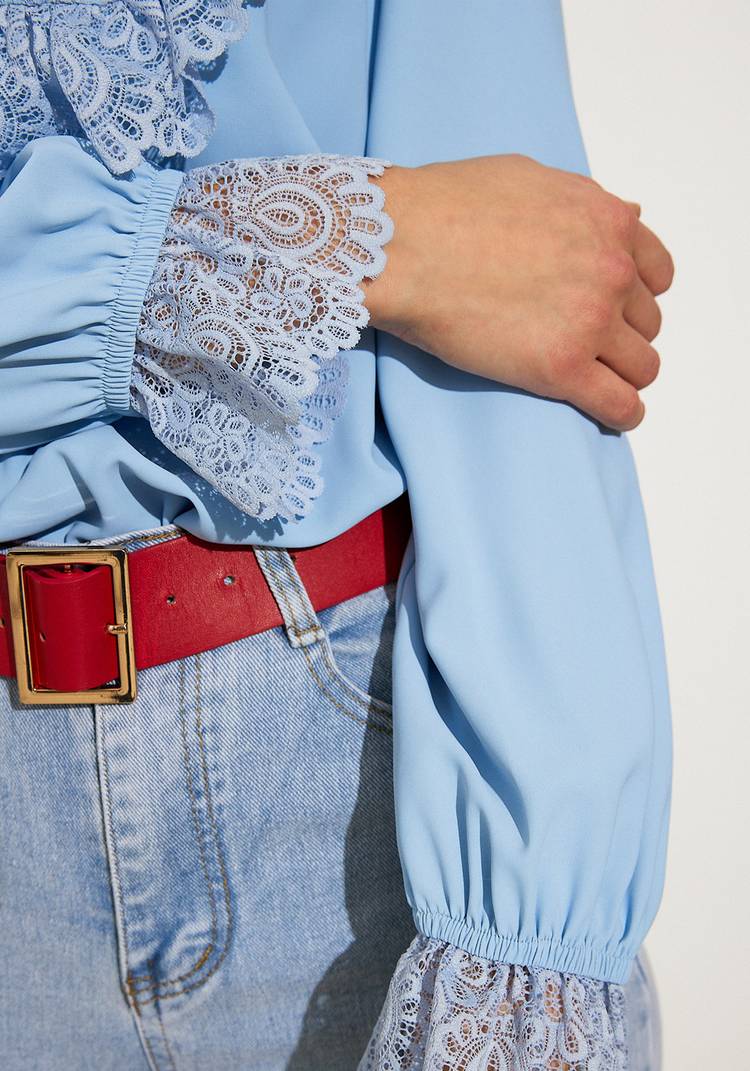 Блуза с французским кружевом шир.  750, рис. 10