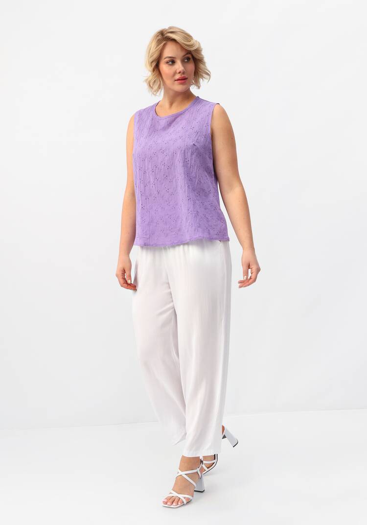 Майка ажурная из шитья с круглым вырезом шир.  750, рис. 18