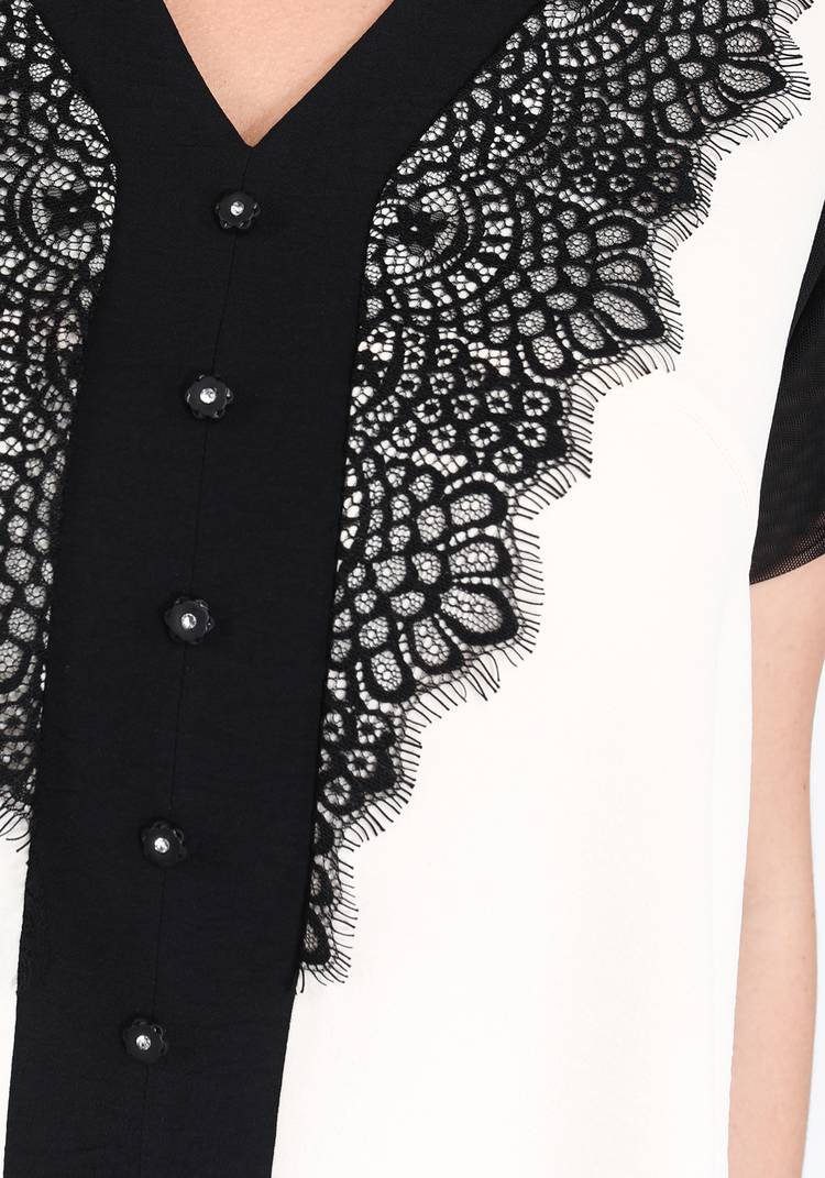 Блуза свободная со вставками из кружева шир.  750, рис. 4