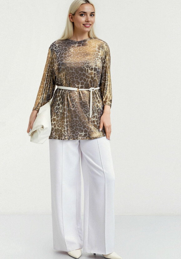 Блуза из ткани с голографическим принтом шир.  580, рис. 35