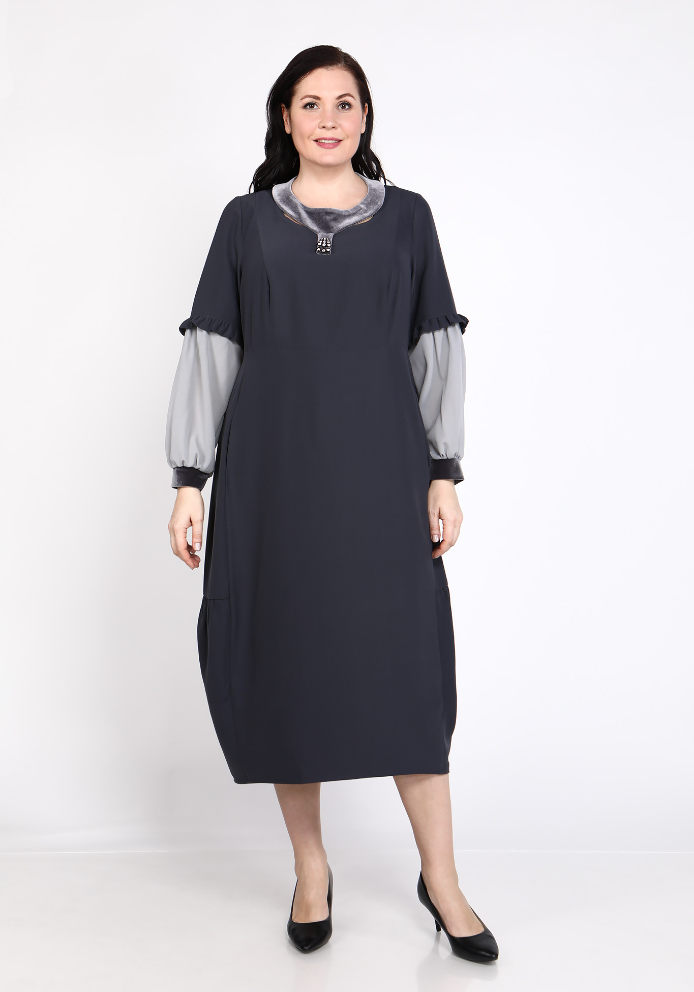 Платье макси с оригинальным декором GalaGrosso, размер 50, цвет капучино - фото 5