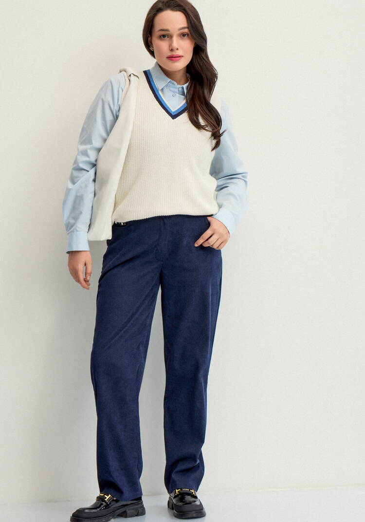 Брюки вельветовые со стразами на кармане шир.  750, рис. 6