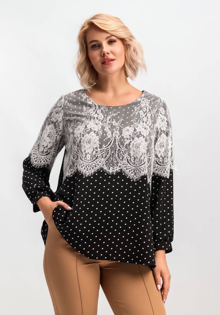 Блуза с кружевом по плечам шир.  750, рис. 35