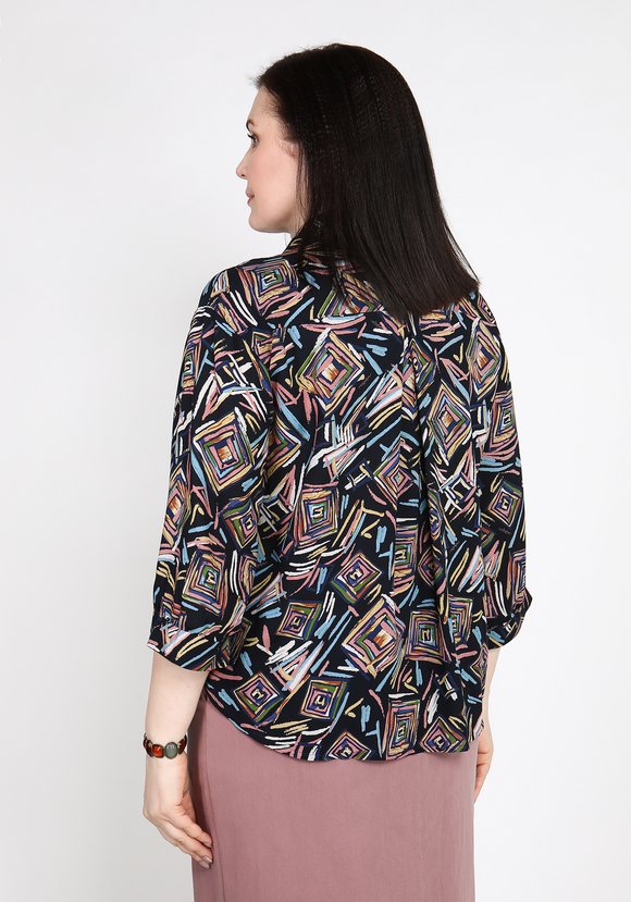 Блуза свободного кроя с принтом РОМБЫ шир.  580, рис. 4