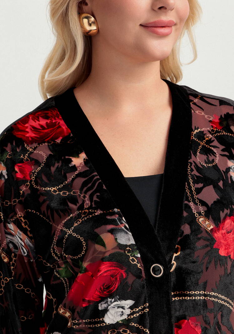 Кардиган из бархата с цветочным принтом шир.  750, рис. 13