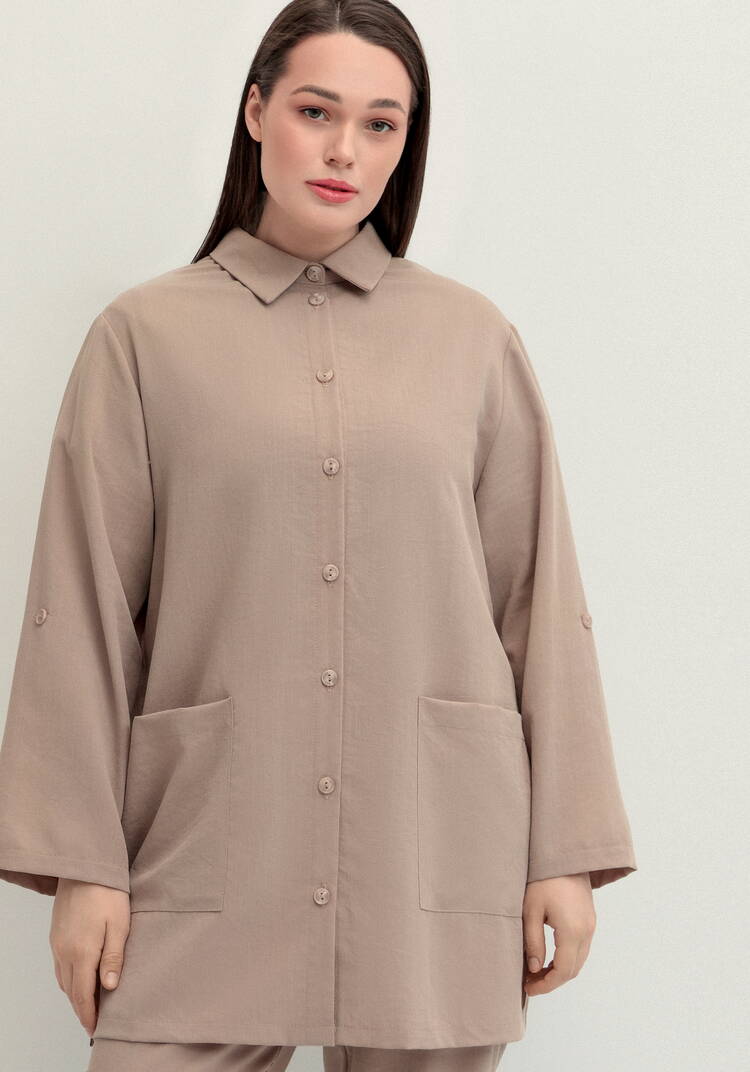 Рубашка на пуговицах свободного кроя шир.  750, рис. 20