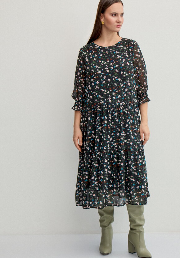 Платье миди из шифона с принтом шир.  580, рис. 4