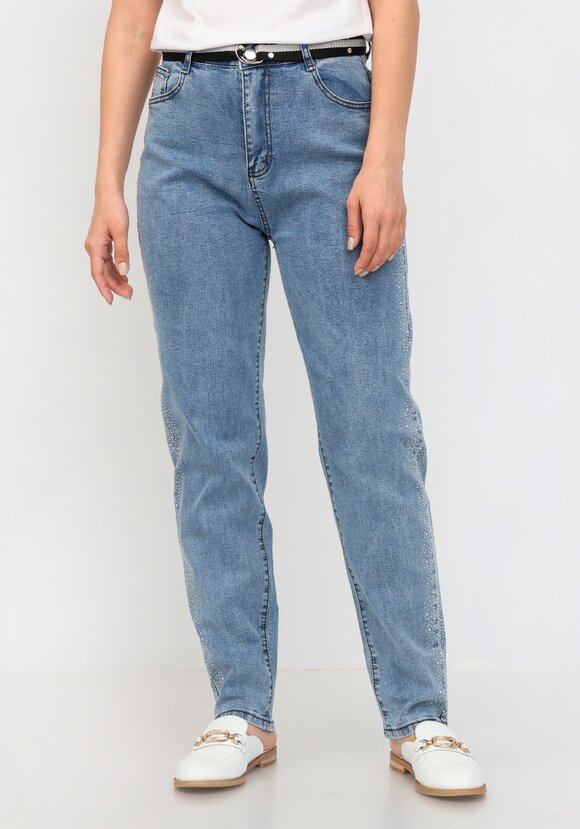 Джинсы со стразами по боковому шву шир.  580, рис. 1