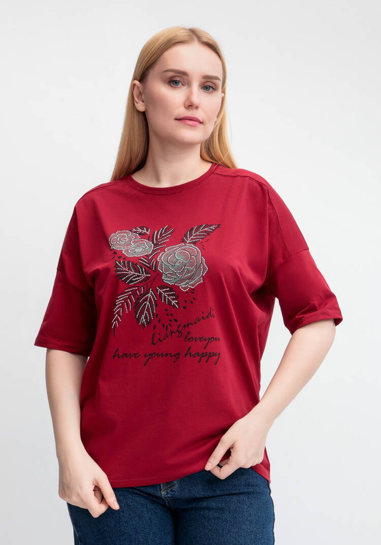 Футболка с принтом Зеленый цветок шир.  750, рис. 6