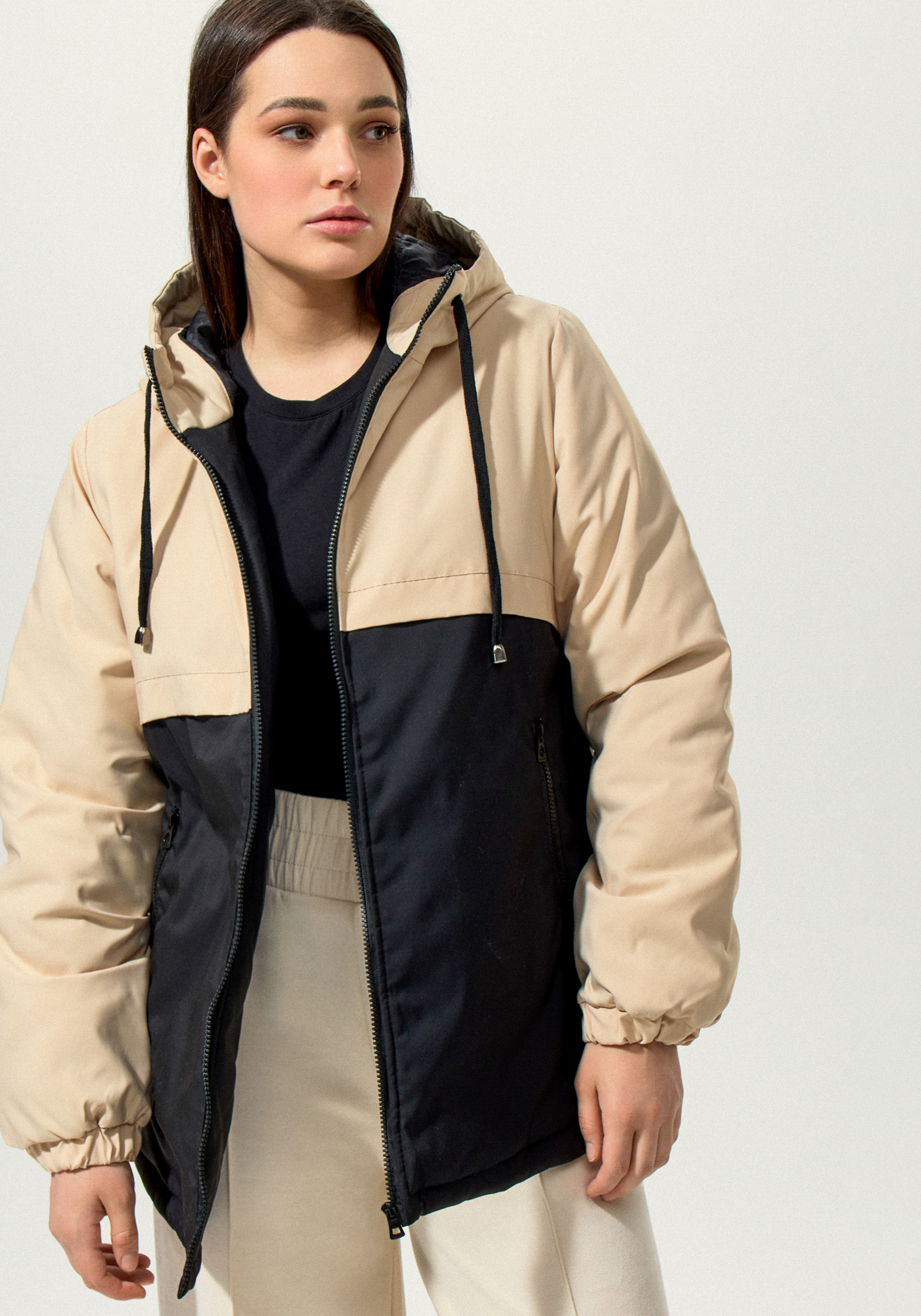 

Куртка с капюшоном на молнии, Бежевый
