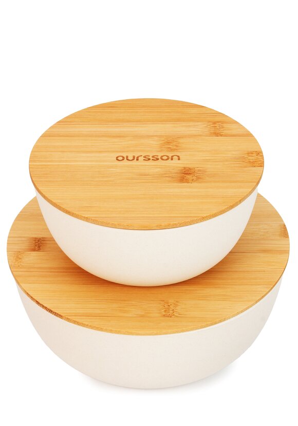 Набор из бамбуковых мисок с крышками, 2 шт. шир.  580, рис. 1