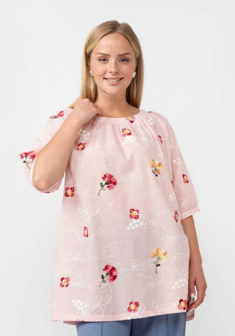 Блуза свободного кроя с цветочной вышивкой шир.  750, рис. 27