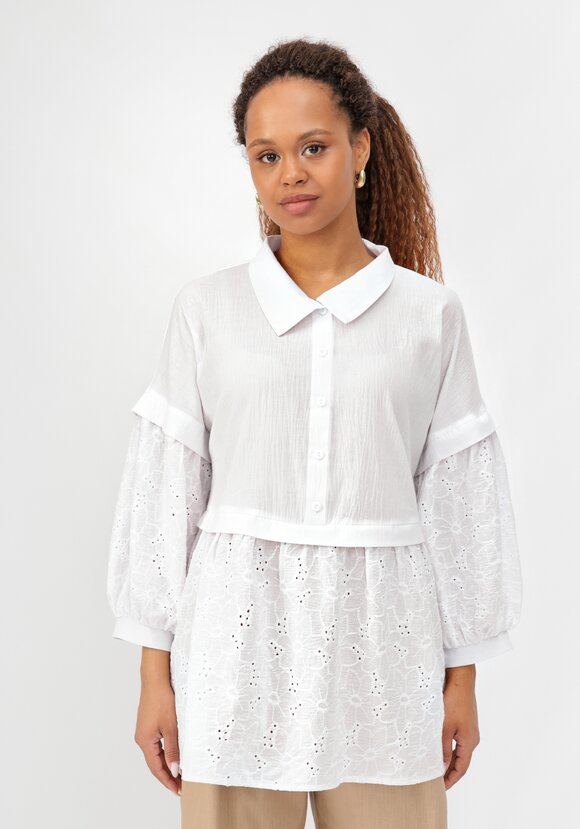 Блуза ажурная с отрезной кокеткой шир.  580, рис. 4