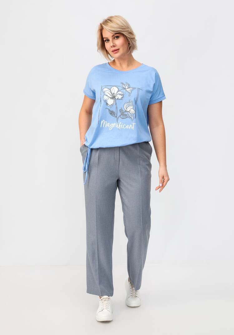 Блуза с цветочным принтом и кулиской по низу шир.  750, рис. 24