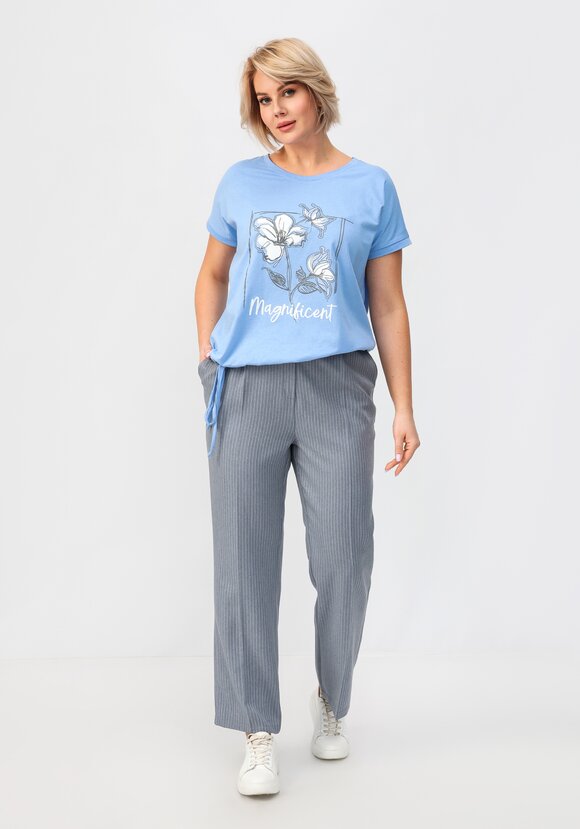 Блуза с цветочным принтом и кулиской по низу шир.  580, рис. 24