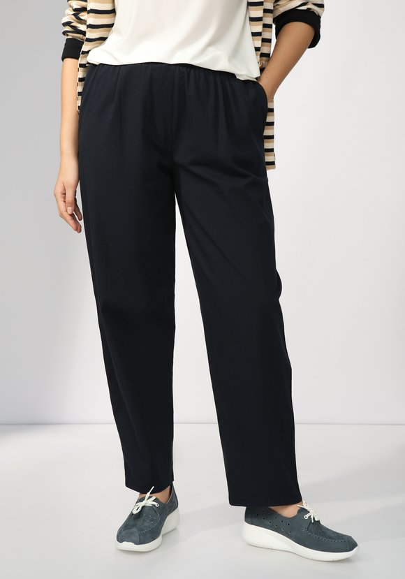 Брюки зауженные из хлопка с эластаном шир.  580, рис. 4