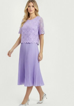 Платье комбинированное с ажурной тканью