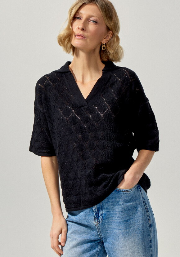 Джемпер-поло с ажурным рисунком шир.  580, рис. 18