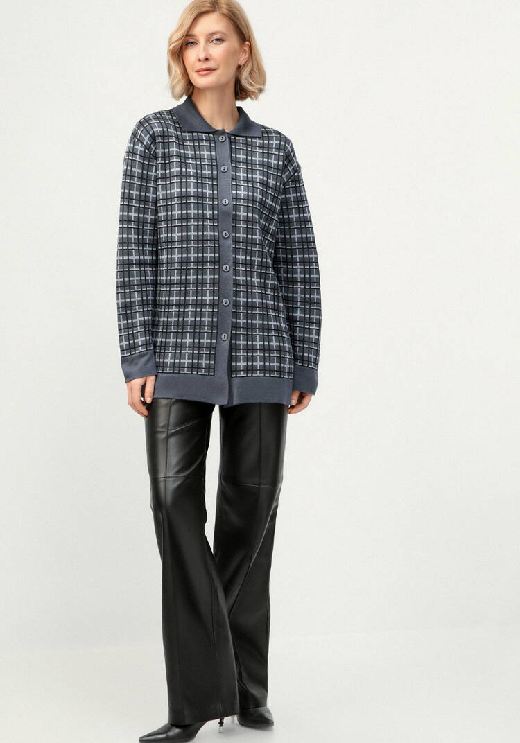 Рубашка-джемпер с отложным воротником клетка шир.  750, рис. 12