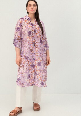 Рубашка удлинённая с цветочным принтом