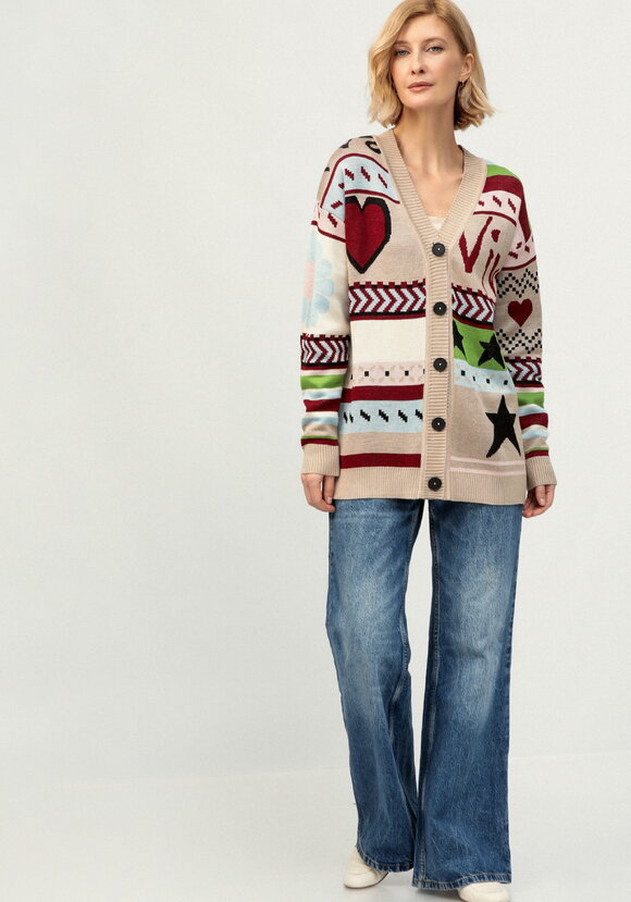 Кардиган удлиненный с ярким рисунком шир.  580, рис. 7