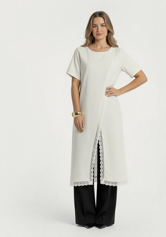 Туника из льна с кружевом Инга шир.  580, рис. 2