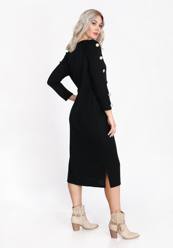 Платье однотонное с пуговицами на рукавах шир.  580, рис. 6