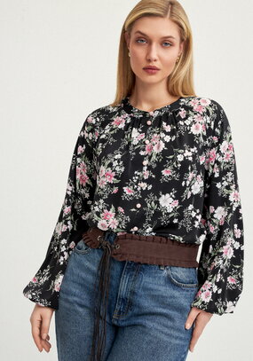 Блуза с цветочным принтом на пугoвицах