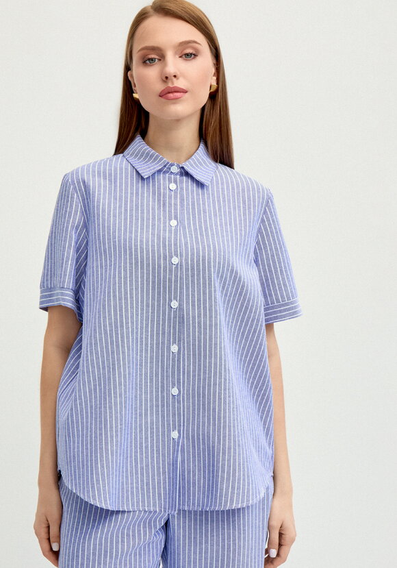 Блуза на пуговицах в вертикальную полоску шир.  580, рис. 20